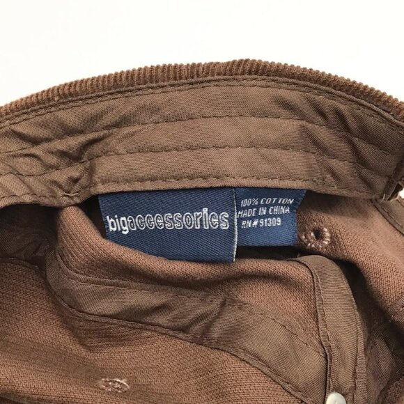 Young Girl Holding a Skull Corduroy Hat Brown Adjustable Strap Gothic Eerie Cap - Picture 8 of 8